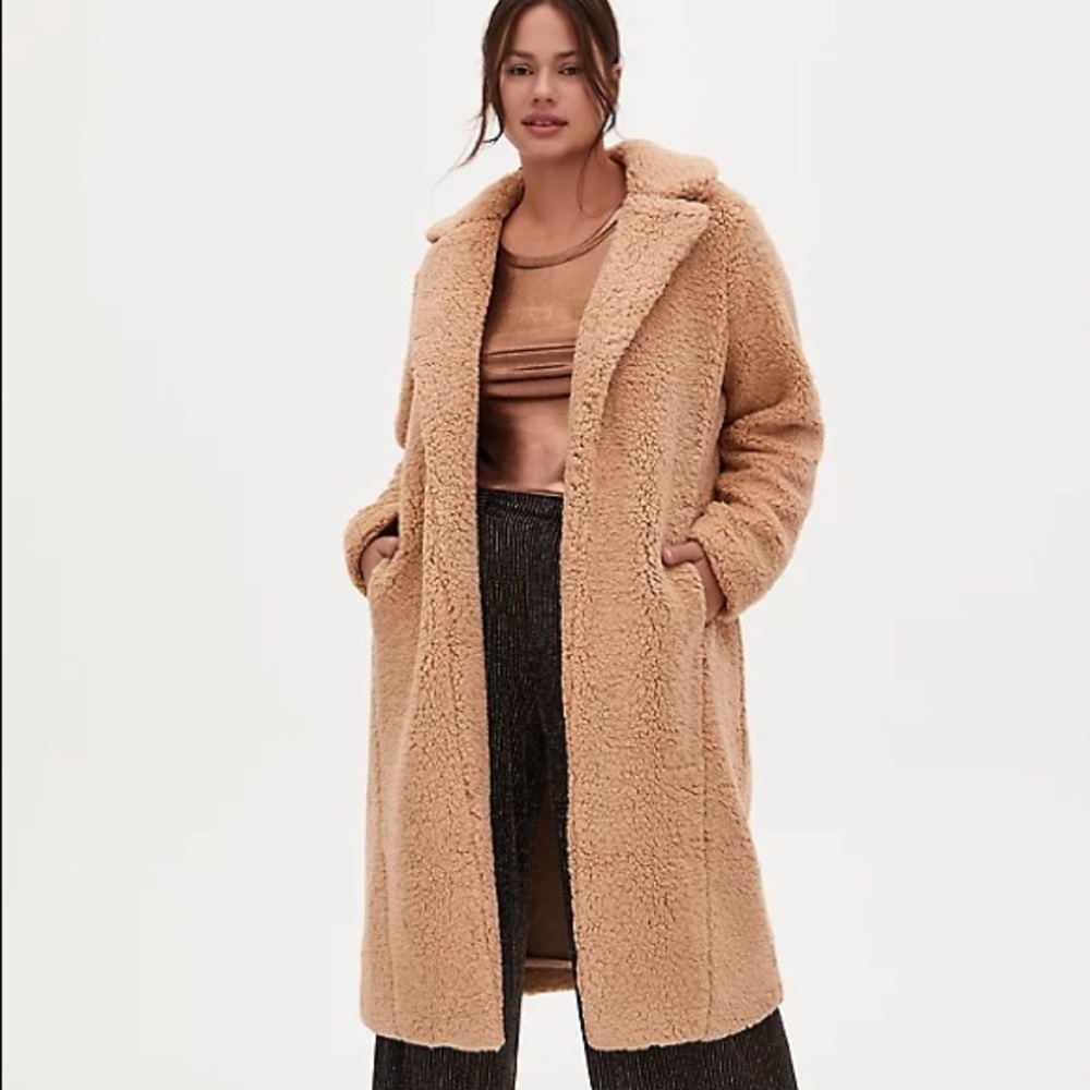 Torrid Faux Fur Teddy Open Longline Coat 3X